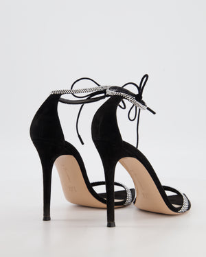 Gianvito Rossi Montecarlo Crystal Embellished Sandals in Black Suede Size EU 39