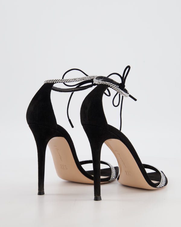 Gianvito Rossi Montecarlo Crystal Embellished Sandals in Black Suede Size EU 39