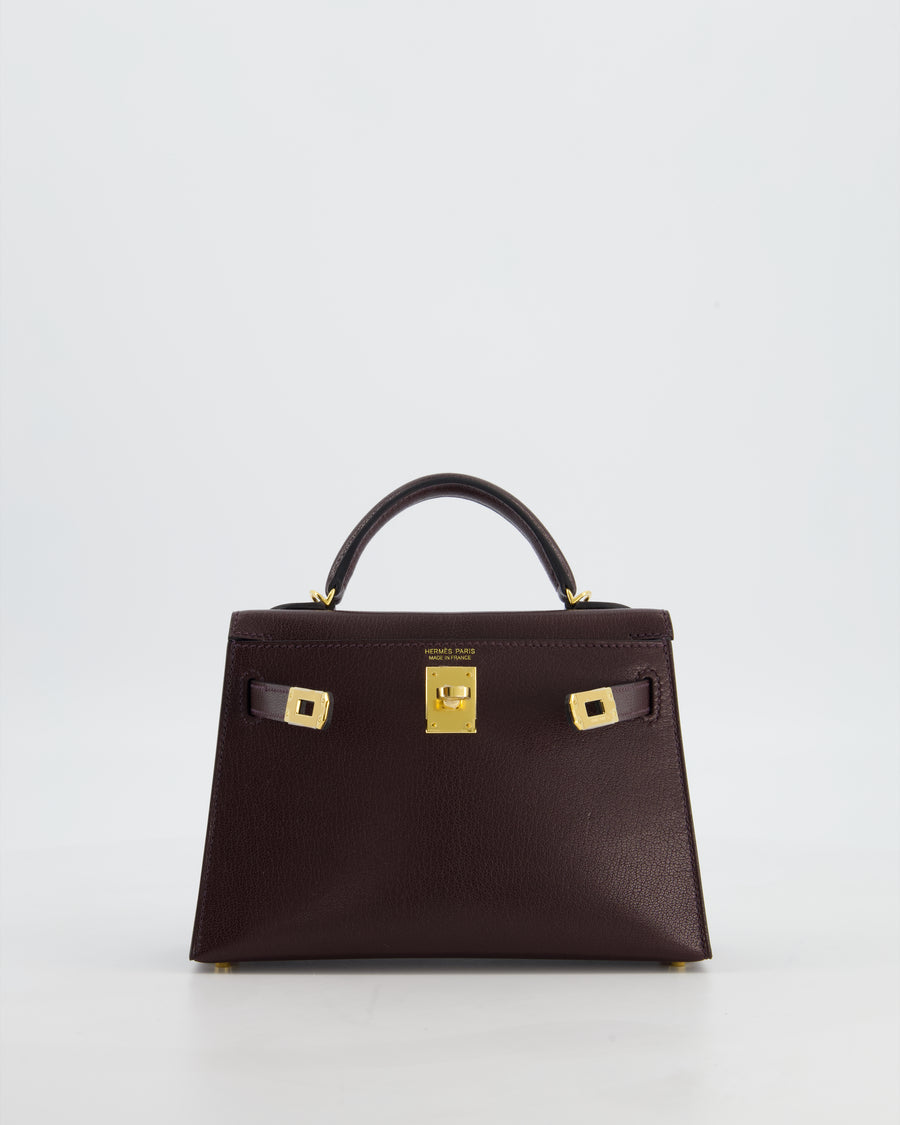 *SUPER HOT* Hermès Mini Kelly II 20 Bag In Rouge Sellier Chèvre Chamkila Leather with Gold Hardware