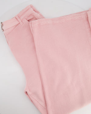 Chanel Wide Leg Pink Cotton Trousers with a Single CC Buckle Size FR 40 (UK 12)