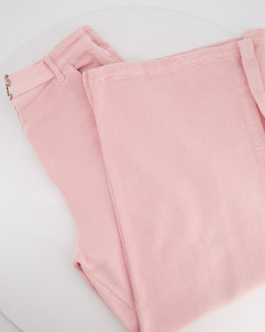 Chanel Wide Leg Pink Cotton Trousers with a Single CC Buckle Size FR 40 (UK 12)