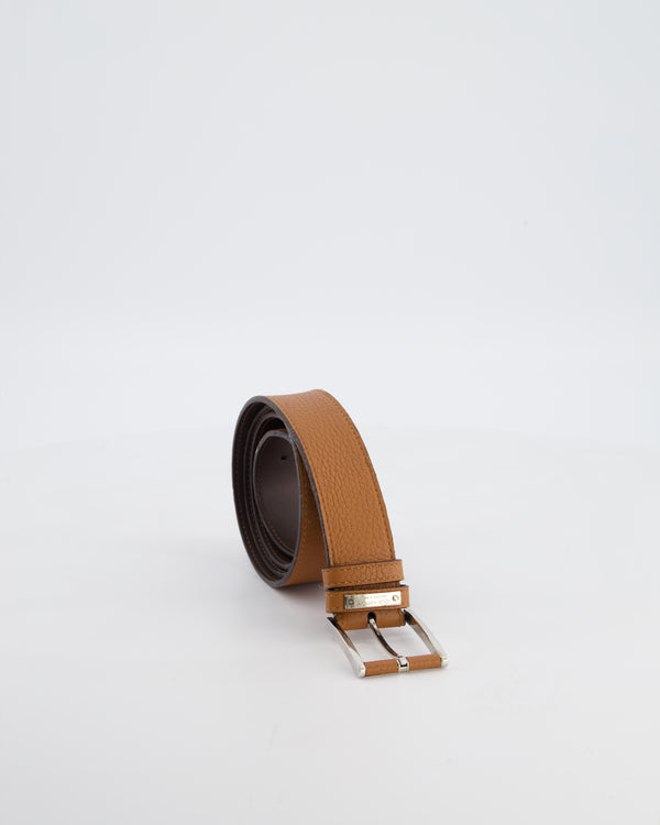 Louis Vuitton Brown Leather Belt with Silver Buckle 100cm
