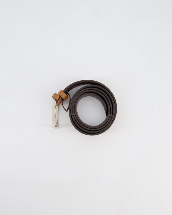 Louis Vuitton Brown Leather Belt with Silver Buckle 100cm