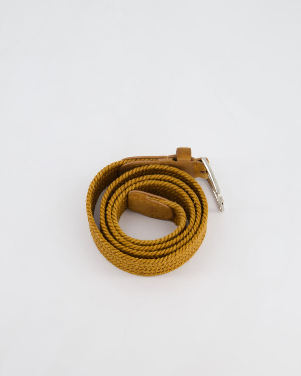 Loro Piana Braided Leather Belt in Mustard 90cm