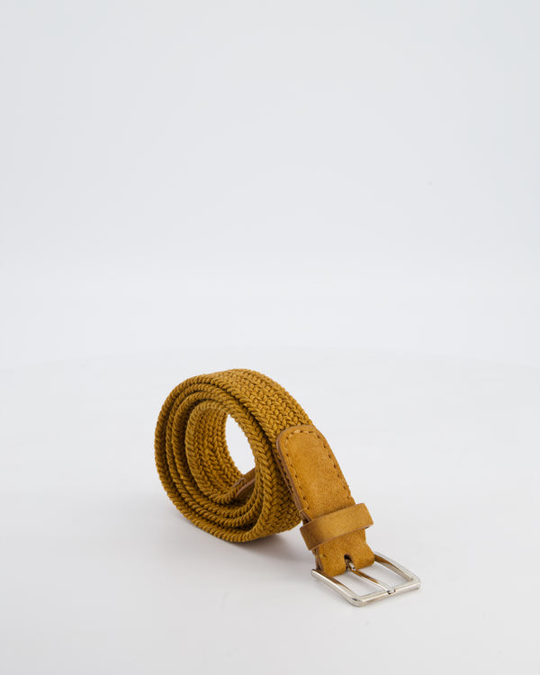 Loro Piana Braided Leather Belt in Mustard 90cm