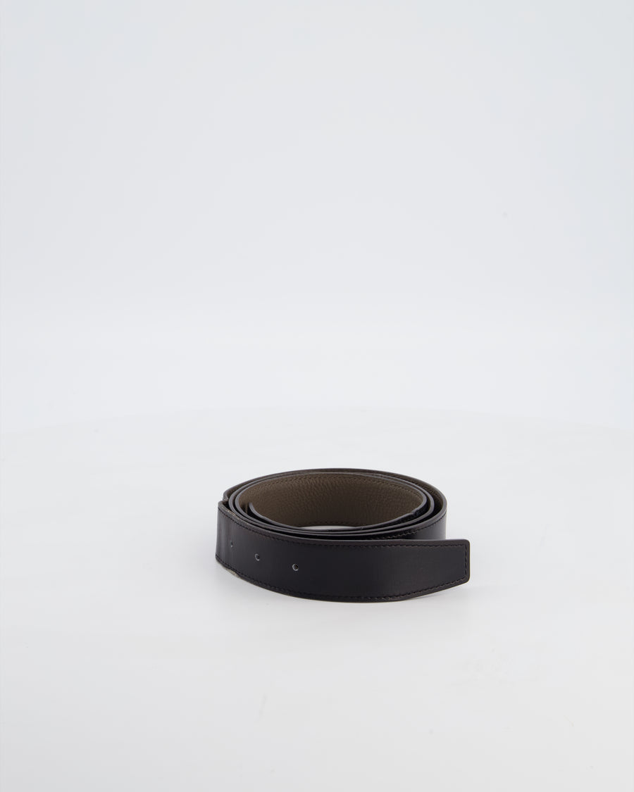 Hermes Double Sided Belt in Black and Etoupe 120cm
