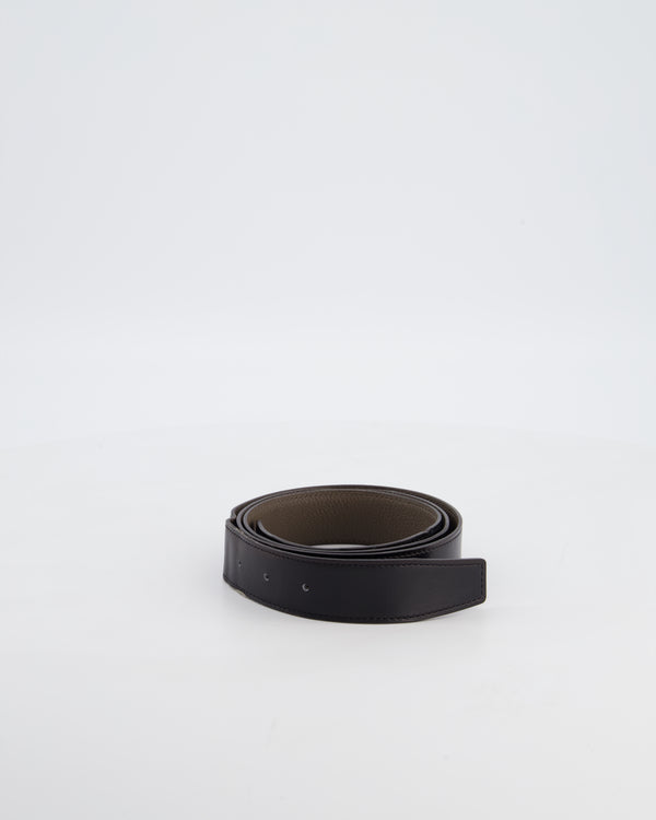 Hermes Double Sided Belt in Black and Etoupe 120cm