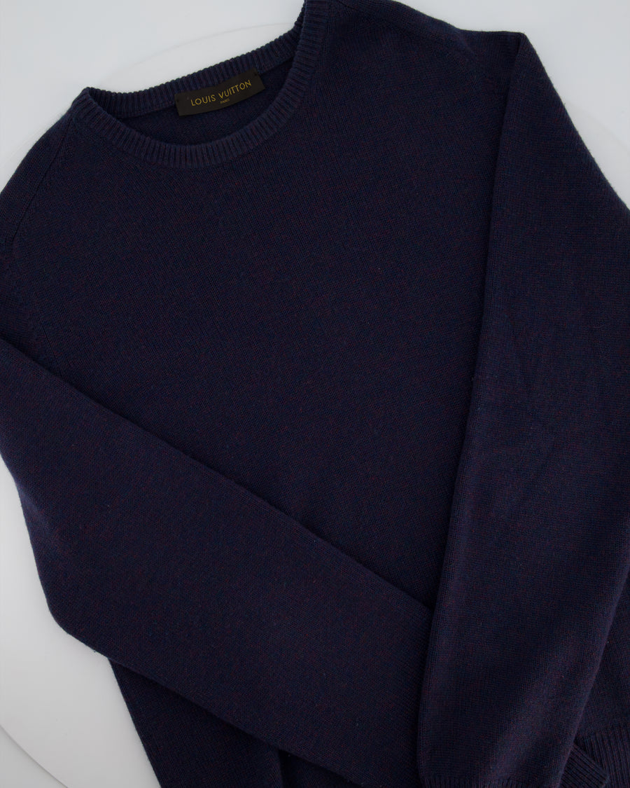 Louis Vuitton Dark Blue Crew Neck Cashmere Sweater Size L (UK 42-44)