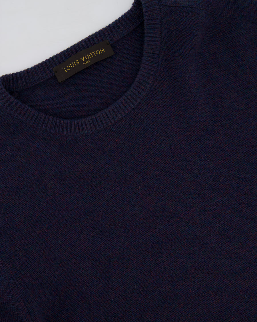 Louis Vuitton Dark Blue Crew Neck Cashmere Sweater Size L (UK 42-44)