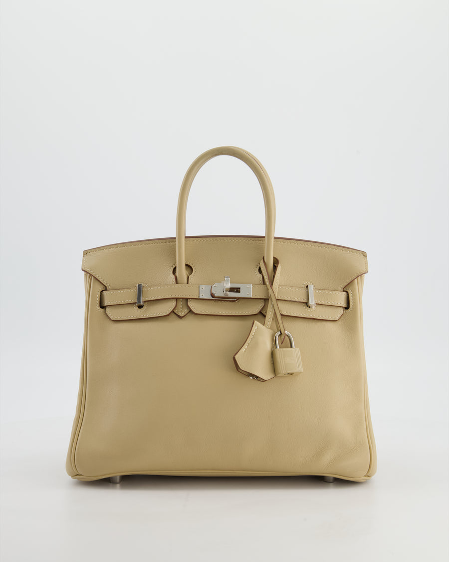 *FIRE PRICE* Hermès Birkin 25 Retourne Bag in Parchemin Swift Leather with Palladium Hardware