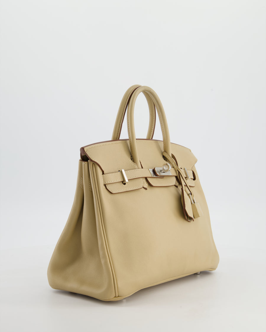 *FIRE PRICE* Hermès Birkin 25 Retourne Bag in Parchemin Swift Leather with Palladium Hardware