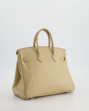 *FIRE PRICE* Hermès Birkin 25 Retourne Bag in Parchemin Swift Leather with Palladium Hardware