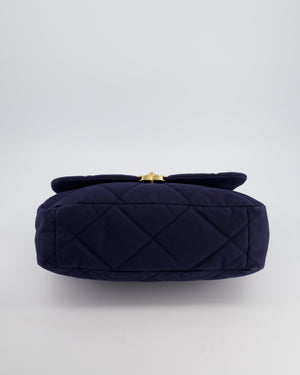 Chanel 19 Navy Maxi Flap Bag in Canvas with Mixed Hardware