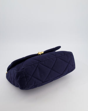 Chanel 19 Navy Maxi Flap Bag in Canvas with Mixed Hardware