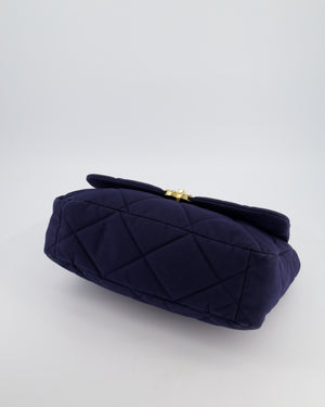 Chanel 19 Navy Maxi Flap Bag in Canvas with Mixed Hardware