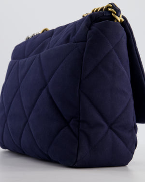 Chanel 19 Navy Maxi Flap Bag in Canvas with Mixed Hardware