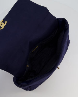 Chanel 19 Navy Maxi Flap Bag in Canvas with Mixed Hardware