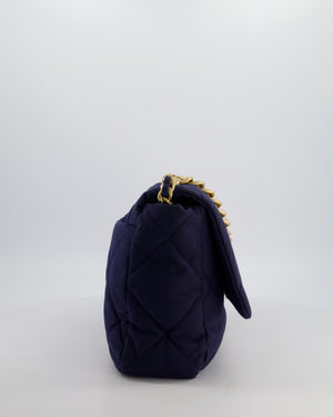 Chanel 19 Navy Maxi Flap Bag in Canvas with Mixed Hardware