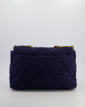 Chanel 19 Navy Maxi Flap Bag in Canvas with Mixed Hardware