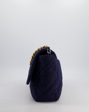 Chanel 19 Navy Maxi Flap Bag in Canvas with Mixed Hardware