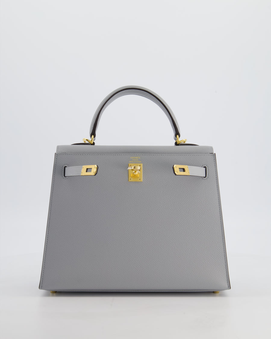 *HOLY GRAIL* Hermès Kelly 25 Sellier Bag in Bleu Glacier Epsom Leather with Gold Hardware
