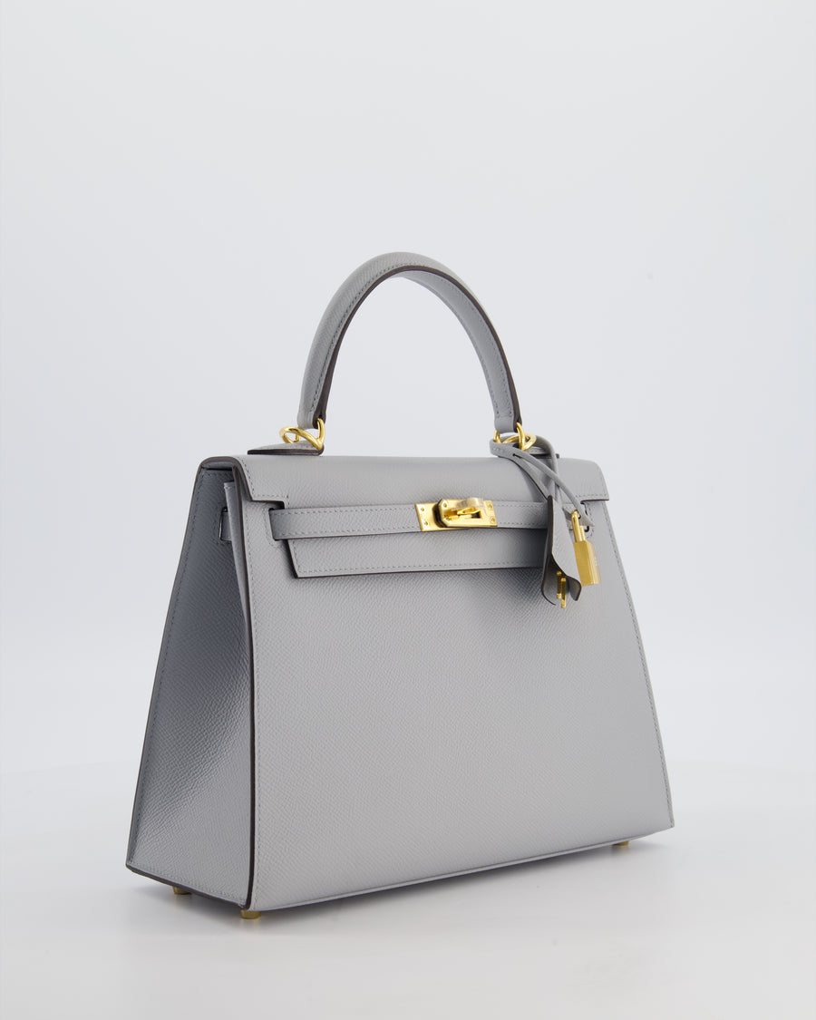 *HOLY GRAIL* Hermès Kelly 25 Sellier Bag in Bleu Glacier Epsom Leather with Gold Hardware