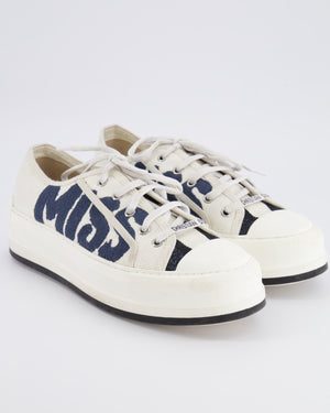Christian Dior White and Navy Leather and Canvas Miss Dior Trainers Size EU 40