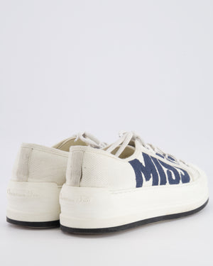 Christian Dior White and Navy Leather and Canvas Miss Dior Trainers Size EU 40