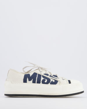 Christian Dior White and Navy Leather and Canvas Miss Dior Trainers Size EU 40