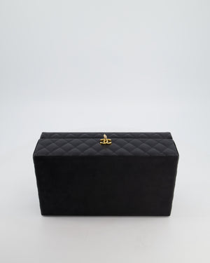 *HOT* Chanel Black Quilted Jewellery Box in Lambskin Leather with Gold Hardware