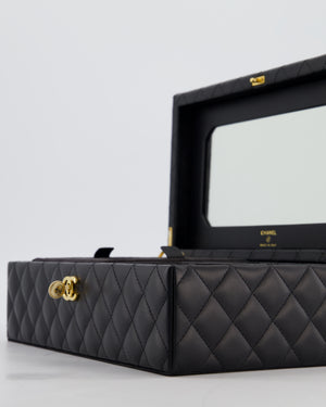 *HOT* Chanel Black Quilted Jewellery Box in Lambskin Leather with Gold Hardware