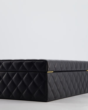 *HOT* Chanel Black Quilted Jewellery Box in Lambskin Leather with Gold Hardware