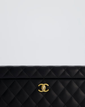*HOT* Chanel Black Quilted Jewellery Box in Lambskin Leather with Gold Hardware
