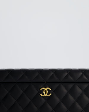 *HOT* Chanel Black Quilted Jewellery Box in Lambskin Leather with Gold Hardware