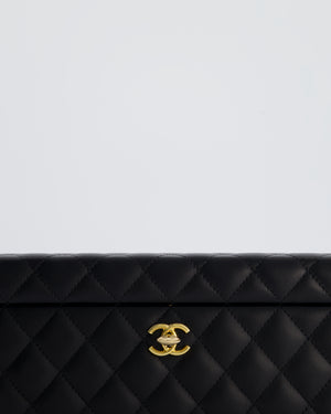 *HOT* Chanel Black Quilted Jewellery Box in Lambskin Leather with Gold Hardware
