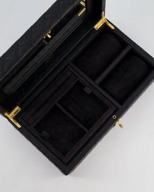 *HOT* Chanel Black Quilted Jewellery Box in Lambskin Leather with Gold Hardware
