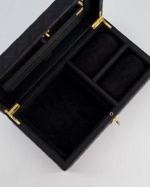 *HOT* Chanel Black Quilted Jewellery Box in Lambskin Leather with Gold Hardware