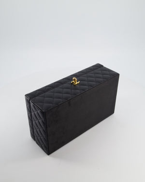 *HOT* Chanel Black Quilted Jewellery Box in Lambskin Leather with Gold Hardware