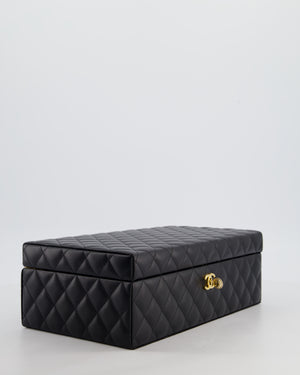 *HOT* Chanel Black Quilted Jewellery Box in Lambskin Leather with Gold Hardware