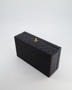 *HOT* Chanel Black Quilted Jewellery Box in Lambskin Leather with Gold Hardware