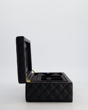 *HOT* Chanel Black Quilted Jewellery Box in Lambskin Leather with Gold Hardware