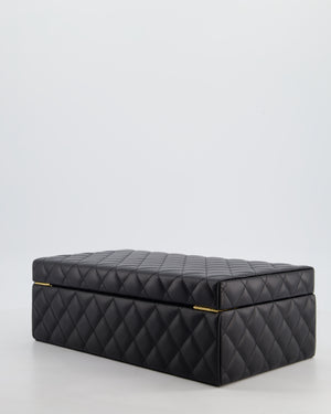*HOT* Chanel Black Quilted Jewellery Box in Lambskin Leather with Gold Hardware