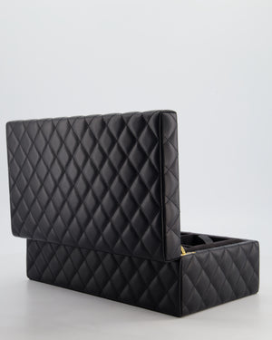 *HOT* Chanel Black Quilted Jewellery Box in Lambskin Leather with Gold Hardware