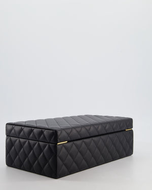 *HOT* Chanel Black Quilted Jewellery Box in Lambskin Leather with Gold Hardware