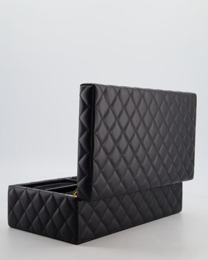 *HOT* Chanel Black Quilted Jewellery Box in Lambskin Leather with Gold Hardware