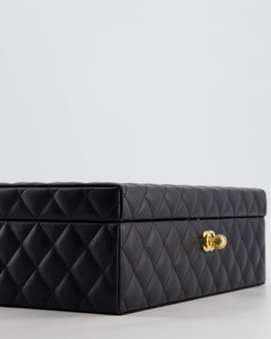 *HOT* Chanel Black Quilted Jewellery Box in Lambskin Leather with Gold Hardware