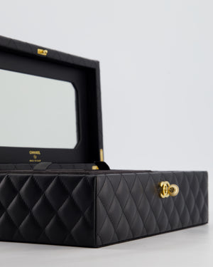 *HOT* Chanel Black Quilted Jewellery Box in Lambskin Leather with Gold Hardware