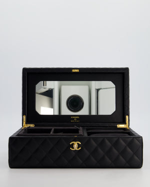 *HOT* Chanel Black Quilted Jewellery Box in Lambskin Leather with Gold Hardware