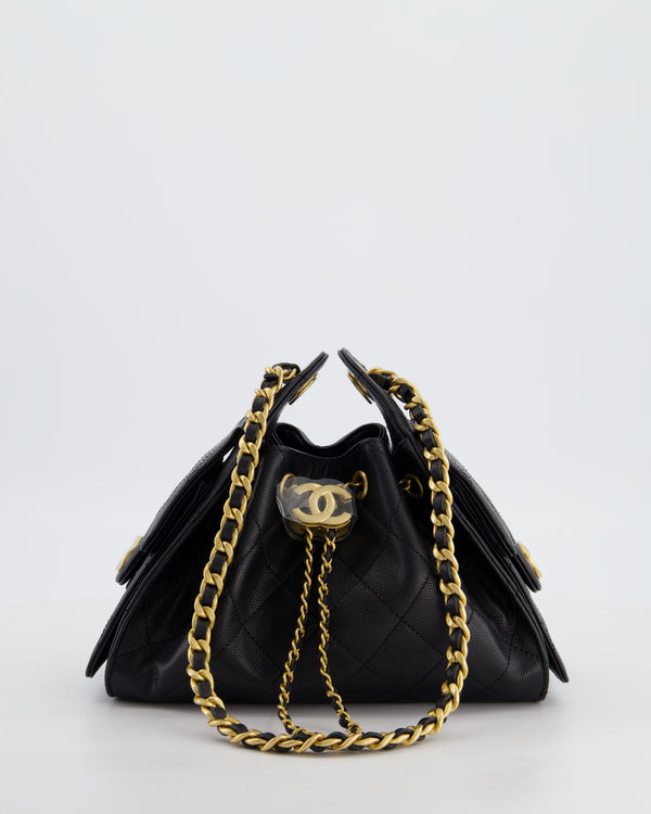 *RARE* Chanel 26C Mini 25 Handbag in Black Caviar Leather with Brushed Gold Hardware