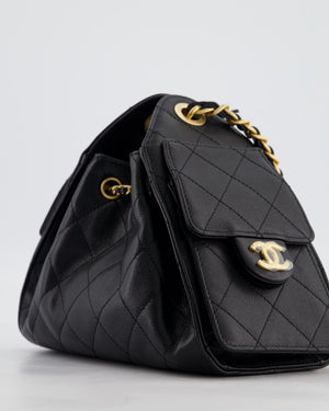 *RARE* Chanel 26C Mini 25 Handbag in Black Caviar Leather with Brushed Gold Hardware